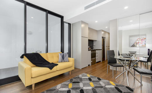 Newcastle Shortland 1 bed studio corporate apartment lounge