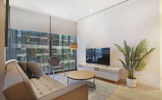 Melbourne Collins St 1 Bed Corporate Apartment lounge