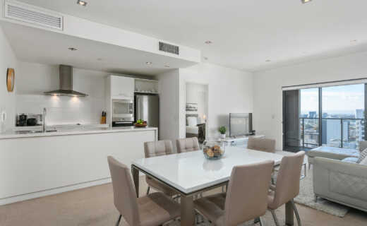 Perth, Adelaide Terrace Corporate Apartment open plan design in Long Stay Apartments Perth