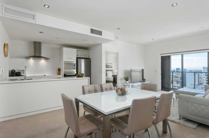 Perth, Adelaide Terrace Corporate Apartment open plan design