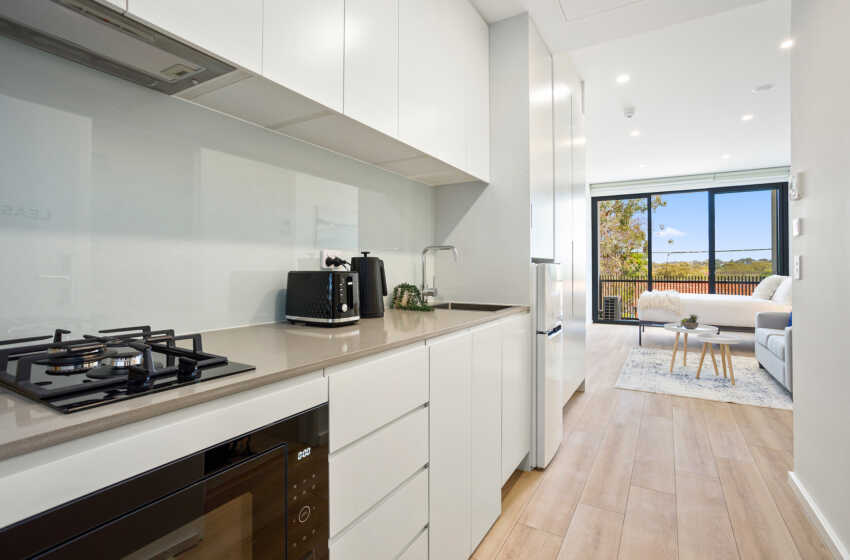 Kitchen in Miranda Corporate Apartment, Sutherland Shire Accommodation