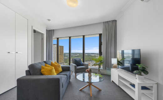 Lounge area in an Astra Executive Apartment Olympic Park corporate housing