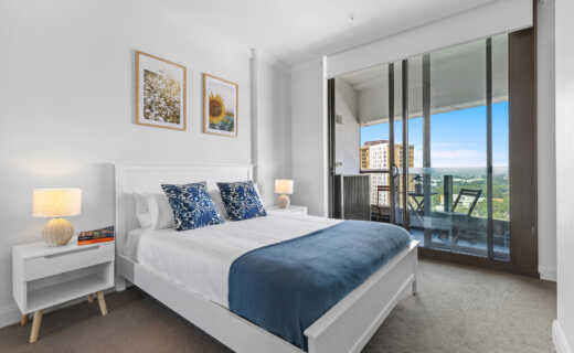 Corporate apartment master bedroom - Astra Apartment accommodation near Sydney Olympic Park